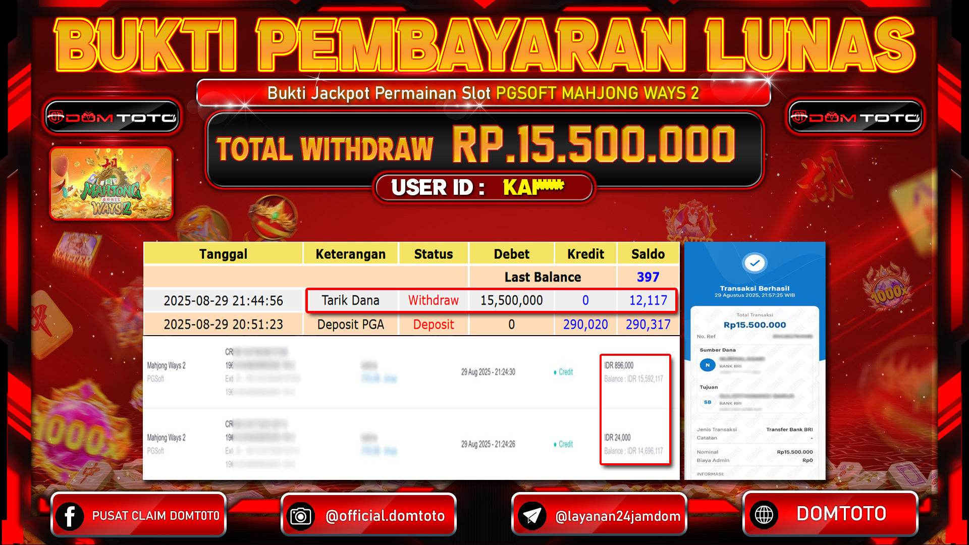 JACKPOT SLOT MAHJONG WAYS 2 29 AGUSTUS  2025